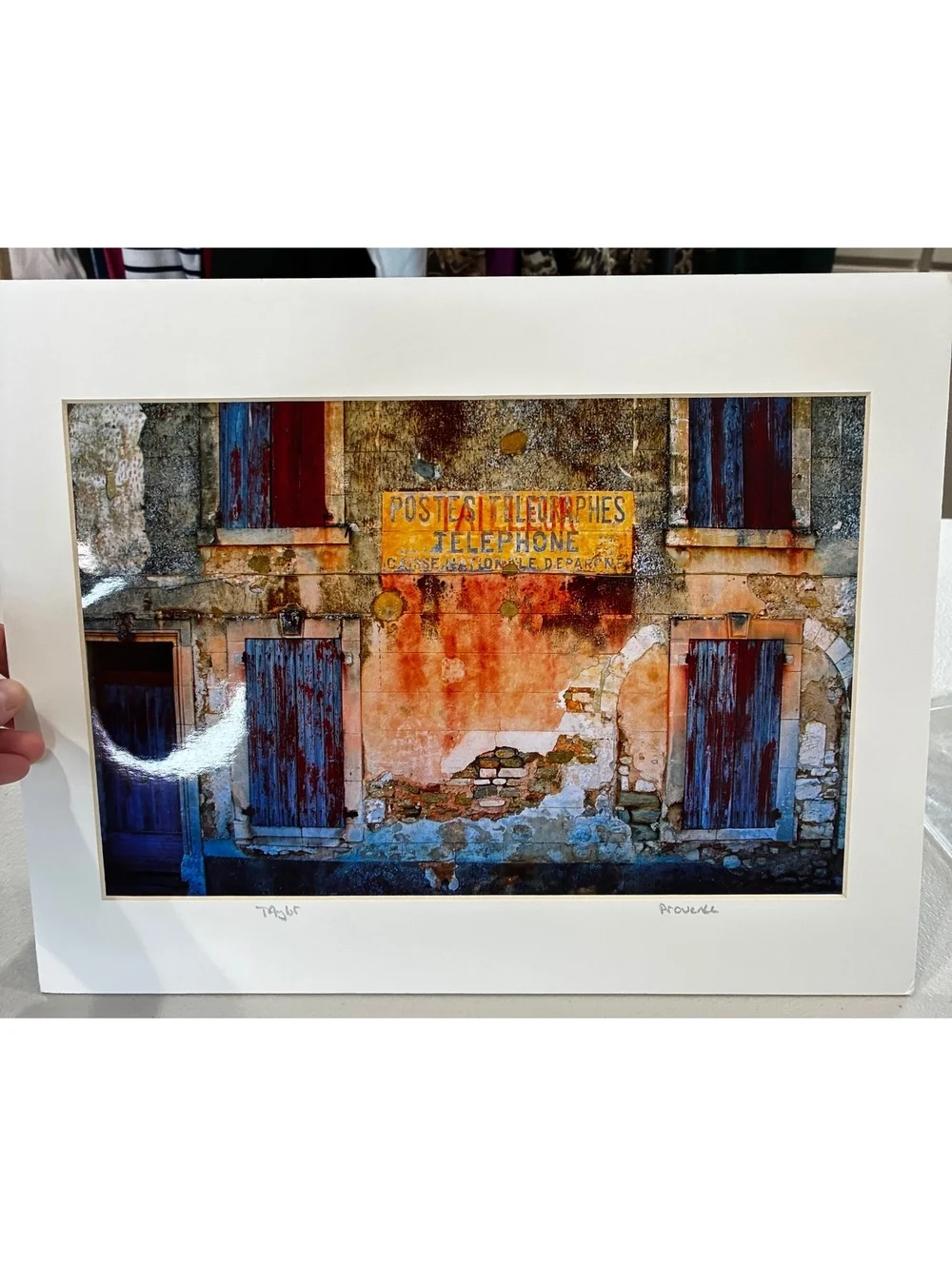 4 Matted French Photographs - Market, Metro, Green Door, Telephone